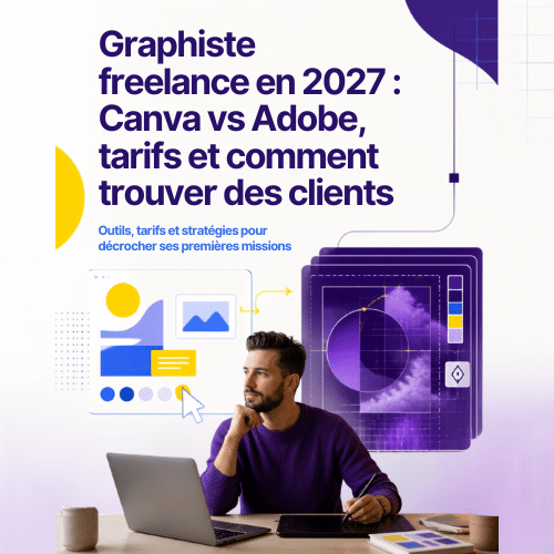 Graphiste freelance en 2027 : Canva vs Adobe, tarifs et comment trouver des clients
